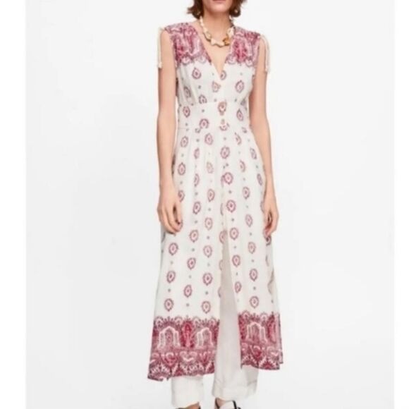 Zara Printed Embroidered Tunic Dress size S - Picture 1 of 11